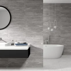 Ecoceramic Faïence murale effet pierre gris mat décor texturé L.60 x l.20 cm x ép.9,5 mm, Althea