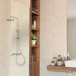 Azulejos Benadresa Faïence murale effet pierre beige mat décor feuille L.90 x l.30 cm x ép.10,5 mm, Avenue