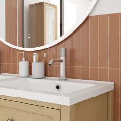 Faïence murale effet pierre terre cuite marron L.30 x l.7 cm, Minerra- Clearance