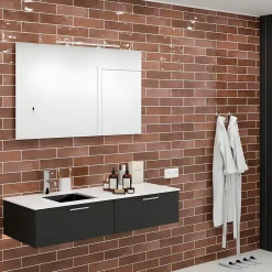 Faïence murale effet terre cuite terracotta brillant L.30 x l.7,5 cm, Vernissea