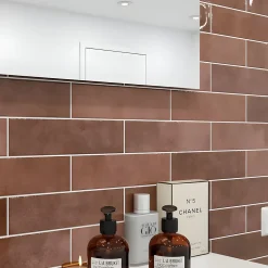 Faïence murale effet terre cuite terracotta brillant L.30 x l.7,5 cm, Vernissea