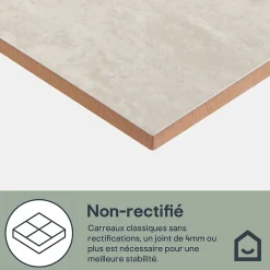 Faïence murale effet travertin ivoire mat L.60 x l.20 cm x ép.9,4 mm, Soft Travertin-GoodHome Best