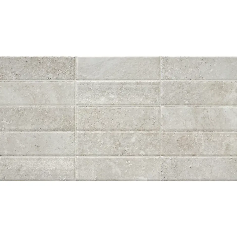 Alaplana Faïence murale en terre cuite effet pierre gris décor mat L.60 x l.30 cm x ép.8,5 mm, Nor