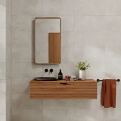 Alaplana Faïence murale en terre cuite effet béton gris mat L.60 x l.30 cm x ép.8,5 mm, Taris