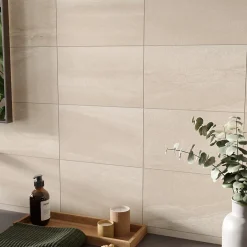 Faïence murale en terre cuite effet pierre beige mat L.40 x l.25 cm x ép.8,5 mm, Queens-Alaplana Discount