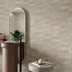 Alaplana Faïence murale en terre cuite effet pierre décor beige mat L.60 x l.30 cm x ép.8,5 mm, Nor