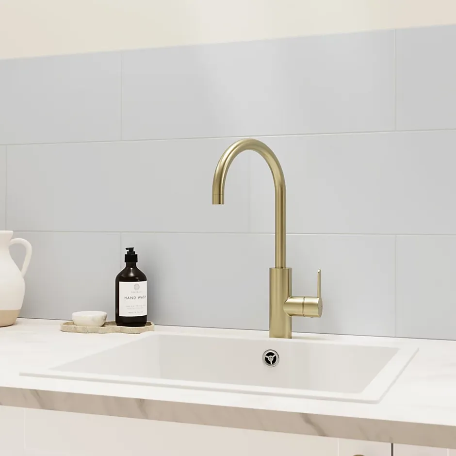 GoodHome Faïence murale gris clair satiné L.60 x l.20 cm x ép.8,3 mm, Plain