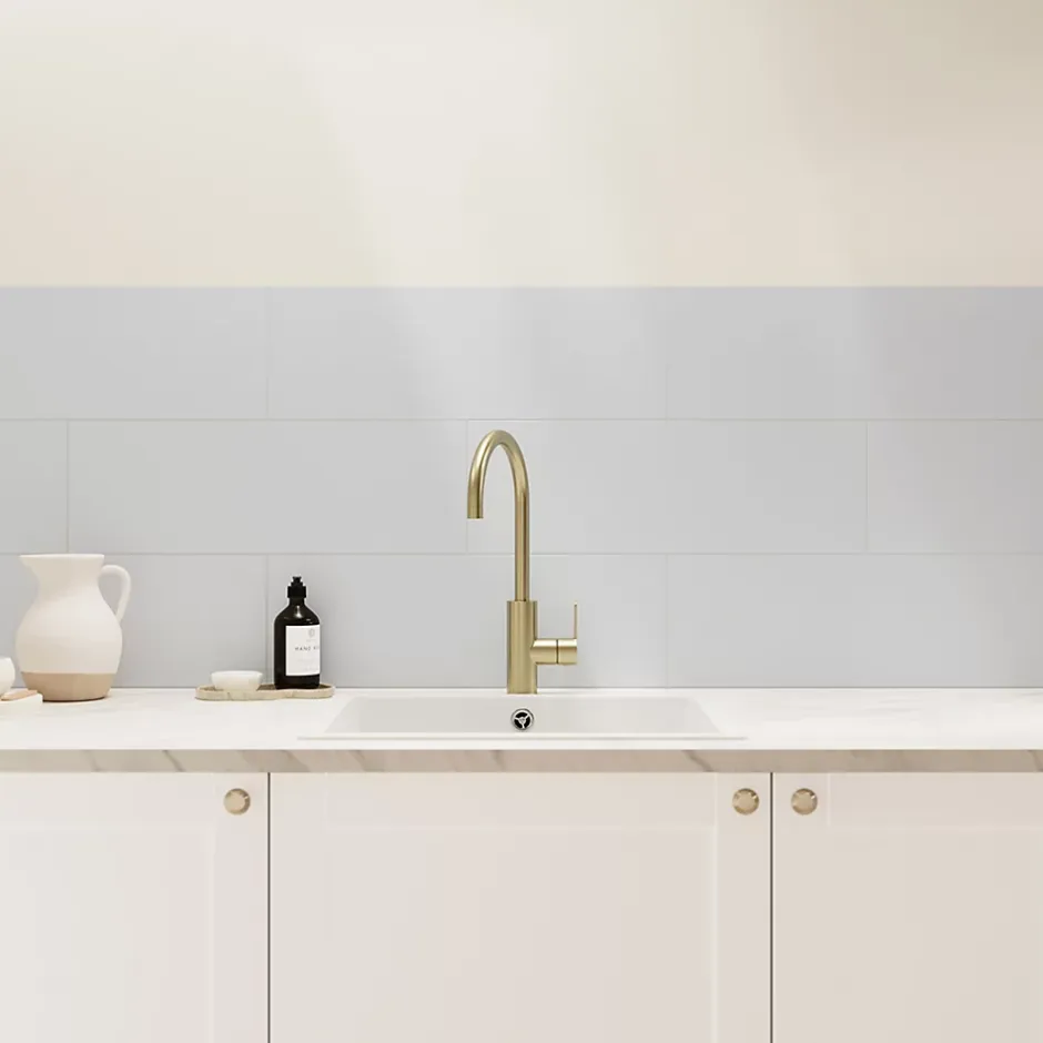 GoodHome Faïence murale gris clair satiné L.60 x l.20 cm x ép.8,3 mm, Plain