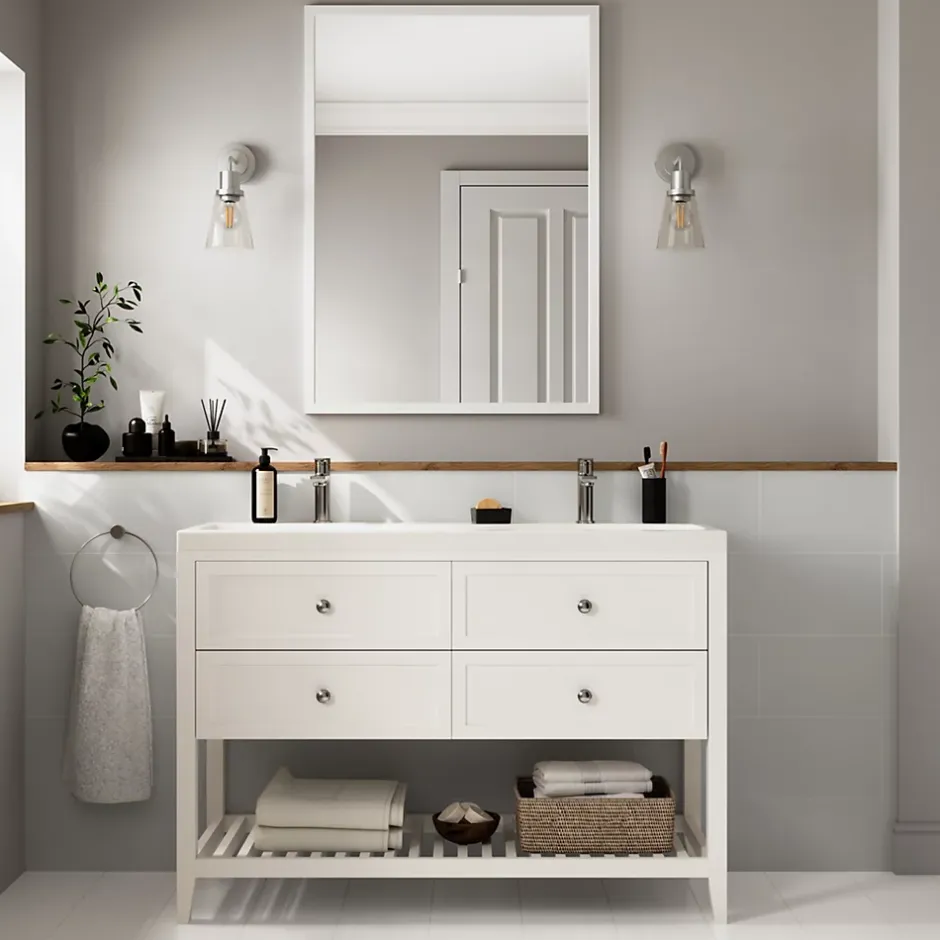 GoodHome Faïence murale gris clair satiné L.60 x l.20 cm x ép.8,3 mm, Plain