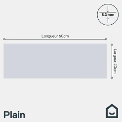 GoodHome Faïence murale gris clair satiné L.60 x l.20 cm x ép.8,3 mm, Plain