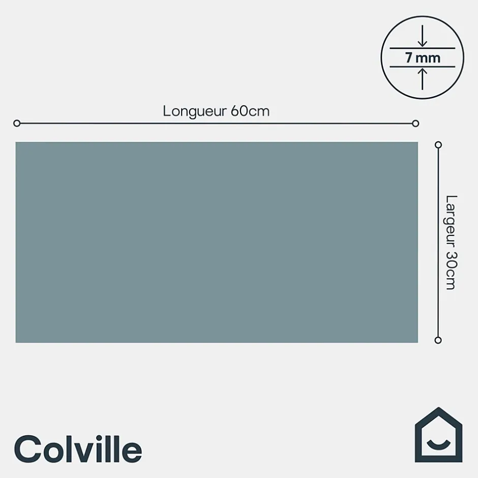 Faïence murale intérieur bleu satiné L.60 x l.30 cm x ép.7 mm, Colville-GoodHome Sale