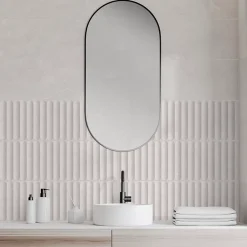 Faïence murale intérieur blanc mat effet cannelures L.90 x l.30 cm x ép.10,8 mm, Astor- Best