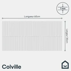 GoodHome Faïence murale intérieur blanc brillant à motif L.60 x l.30 cm x ép.7 mm, Colville