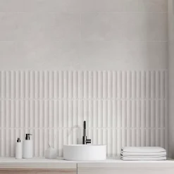 Faïence murale intérieur effet pierre blanc mat L.90 x l.30 cm x ép.8,7 mm, Astor