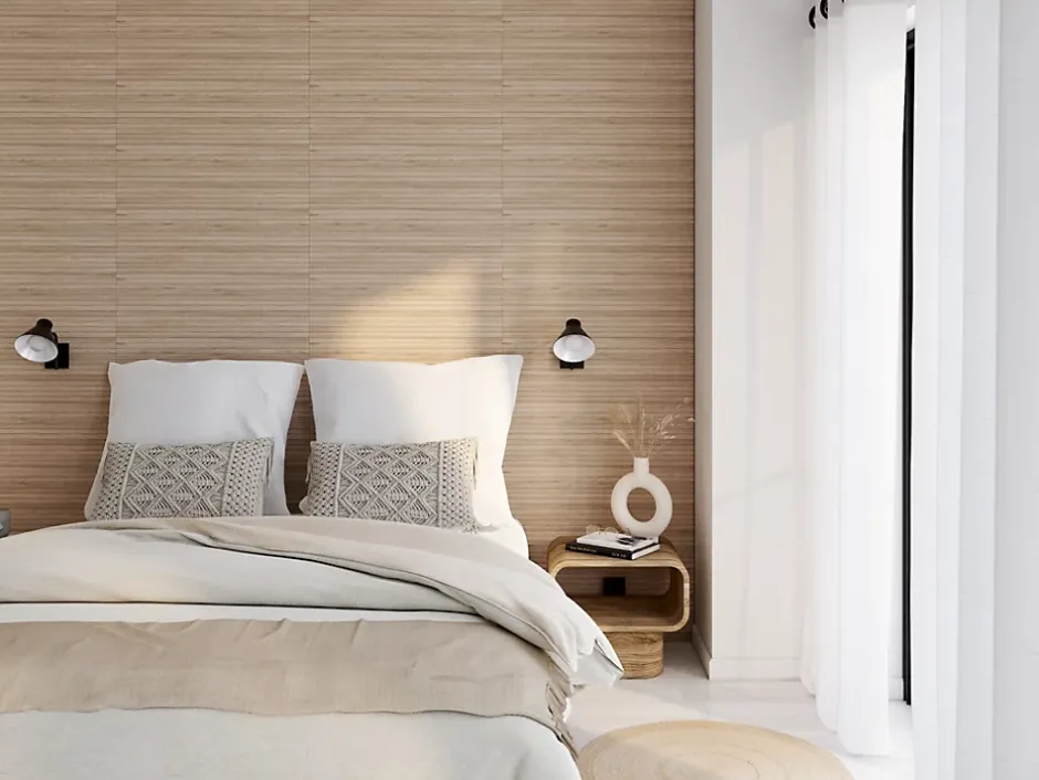 Faïence murale intérieur effet bois décor lamelles L.75 x l.25 cm x ép.9 mm, Teka- Clearance