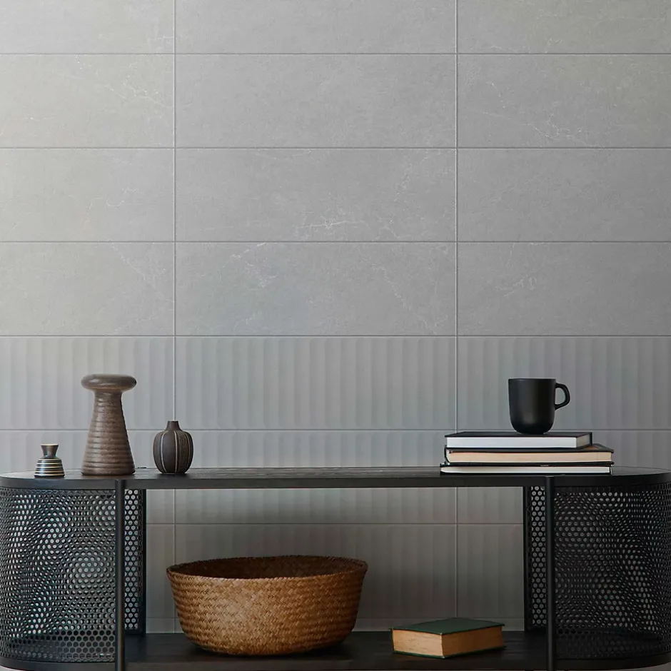 Faïence murale intérieur effet pierre gris mat L.90 x l.30 cm x ép.8,7 mm, Astor- Best