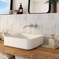 Faïence murale intérieur effet marbre blanc mat décor 3D L.60 x l.30 cm, Pune- Discount