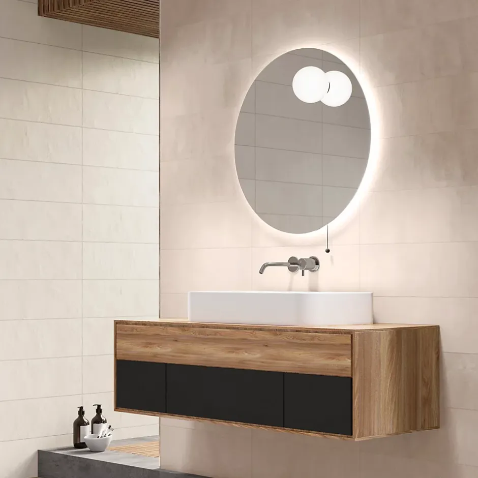 Faïence murale intérieur effet béton beige mat L.75 x l.25 cm x ép.9 mm, Terre-Mykonos Clearance