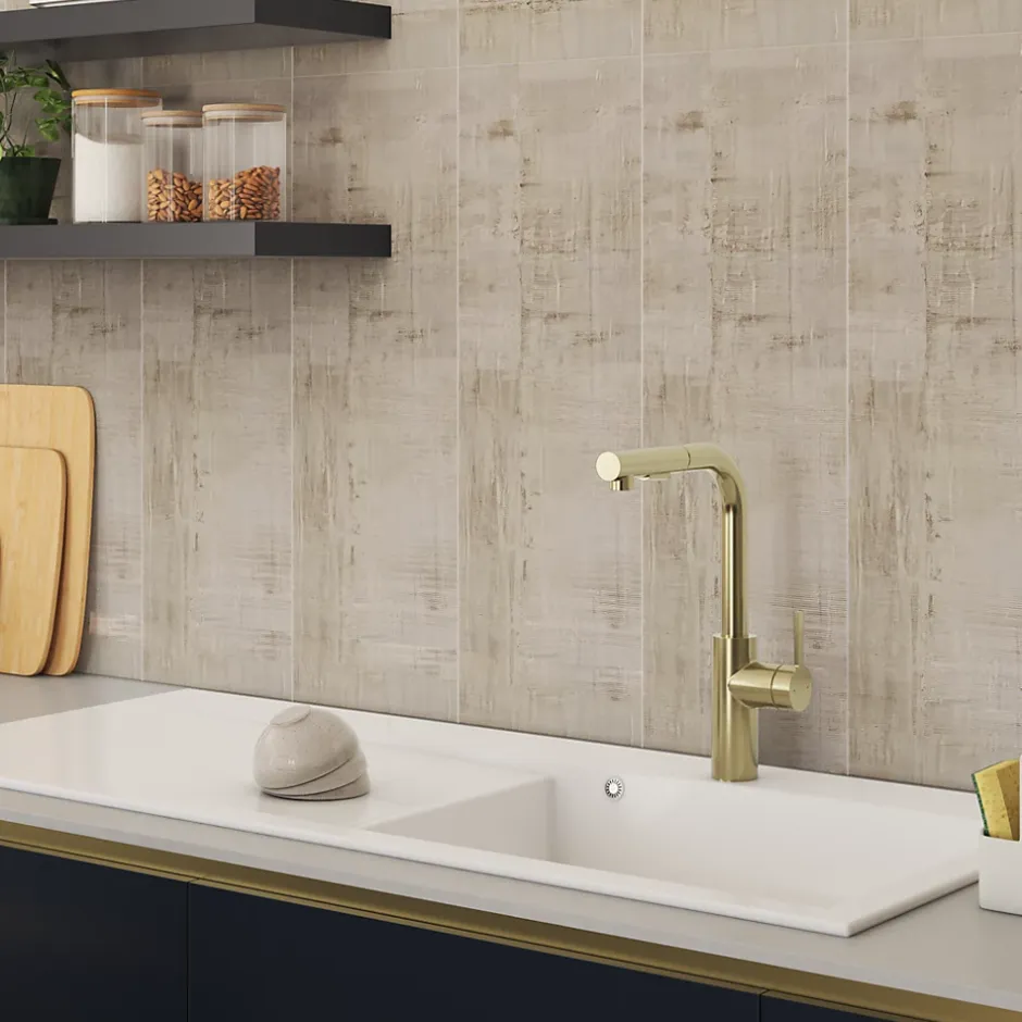 Faïence murale intérieur effet béton gris mat L.75 x l.25 cm x ép.6,65 mm, Anduin- Hot