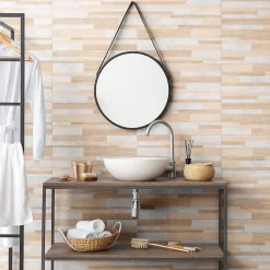 Faïence murale intérieur effet bois et béton L.60 x l.30 cm x ép.8,2 mm, Tendance