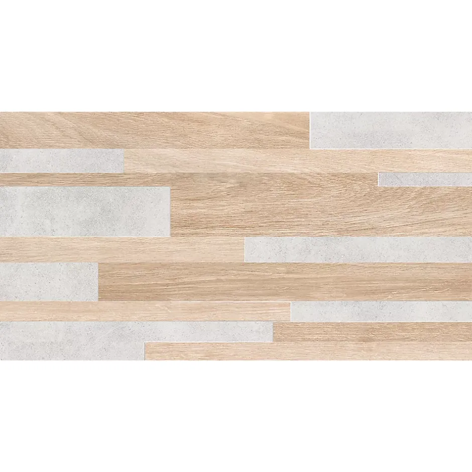 Faïence murale intérieur effet bois et béton L.60 x l.30 cm x ép.8,2 mm, Tendance