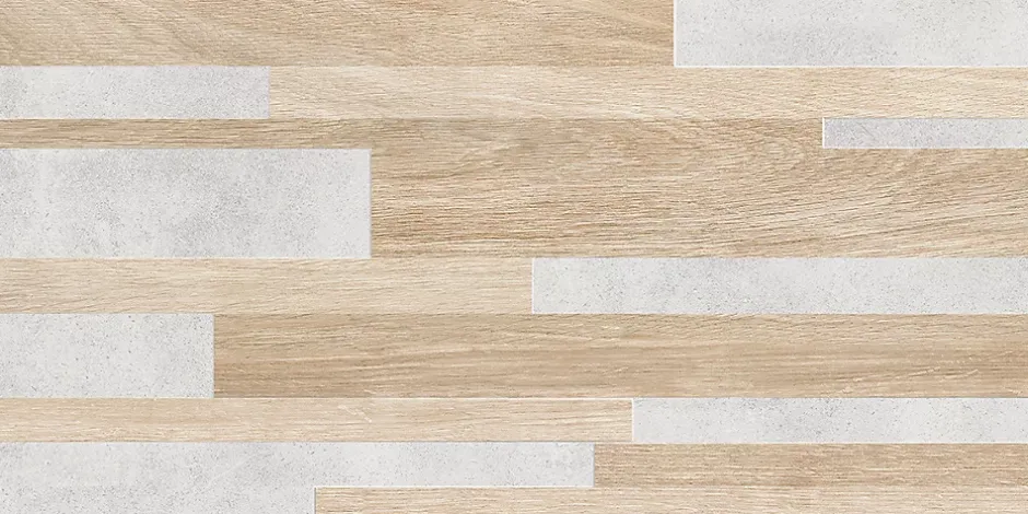 Faïence murale intérieur effet bois et béton L.60 x l.30 cm x ép.8,2 mm, Tendance