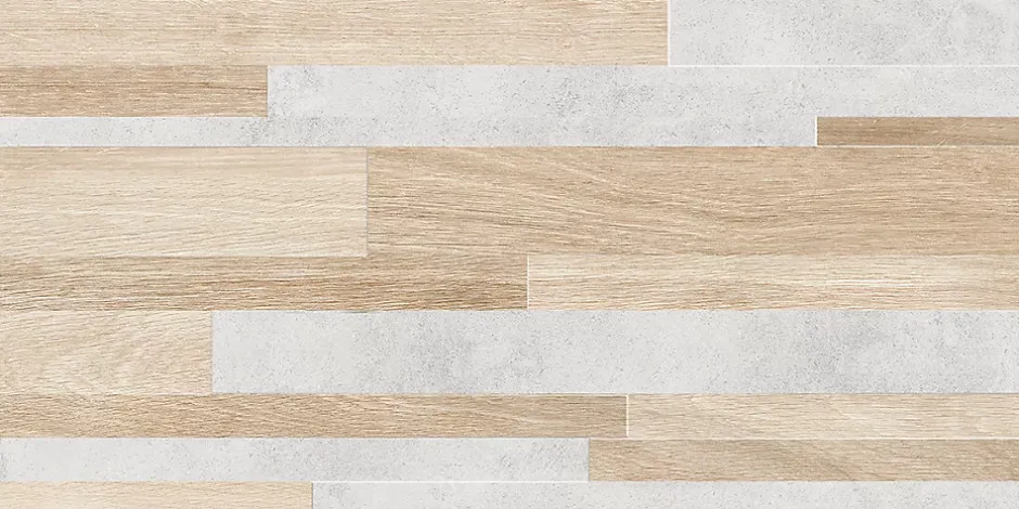 Faïence murale intérieur effet bois et béton L.60 x l.30 cm x ép.8,2 mm, Tendance