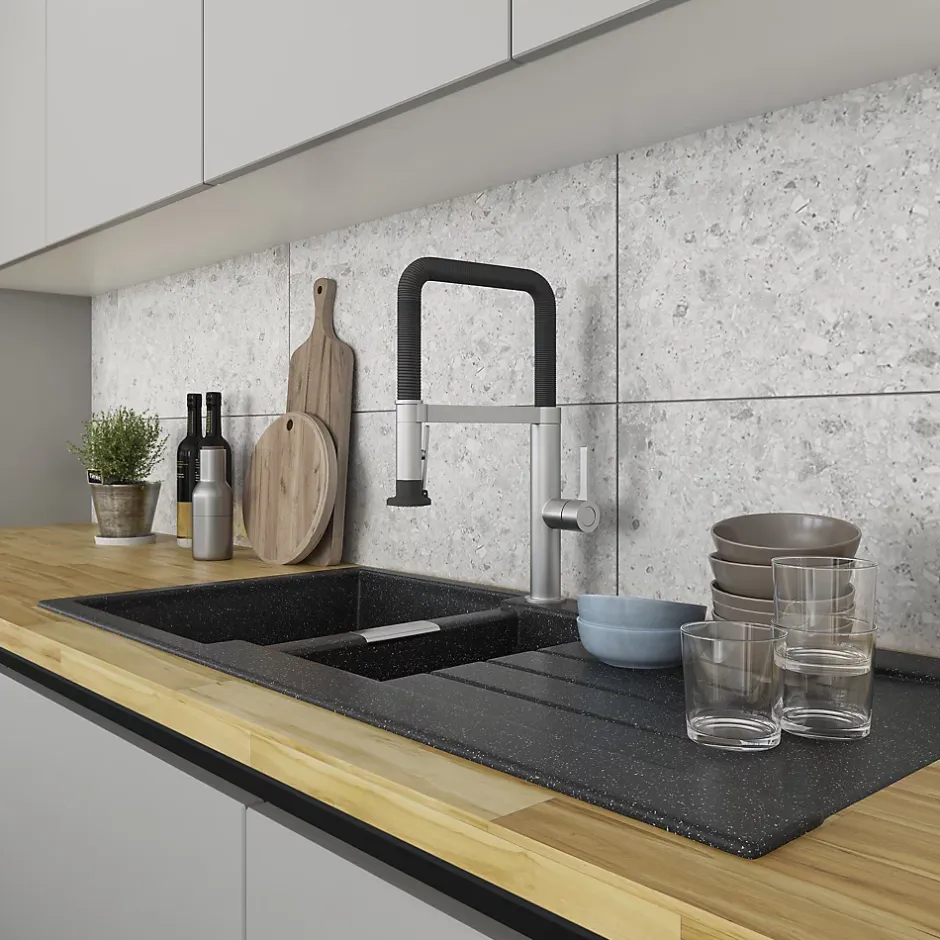 Mykonos Faïence murale intérieur effet pierre gris clair L.75 x l.25 cm x ép.9 mm, GeoTech