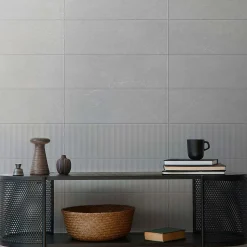 Faïence murale intérieur gris mat effet cannelures L.90 x l.30 cm x ép.10,8 mm, Astor- Best