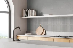 Faïence murale intérieur gris mat effet cannelures L.90 x l.30 cm x ép.10,8 mm, Astor- Best