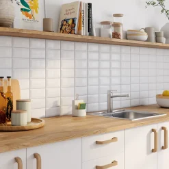 Faïence murale intérieur métro blanc L.15 x l.7,5 cm x ép.7,2 mm