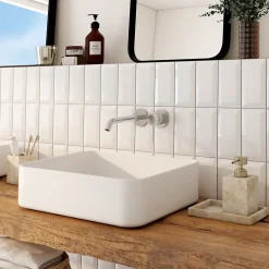 Faïence murale intérieur métro blanc L.15 x l.7,5 cm x ép.7,2 mm