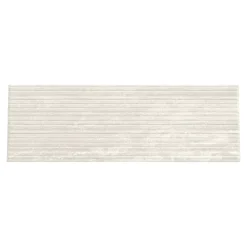 Faïence murale ivoire mat décor fines cannelures L.60 x l.20 cm x ép.9,4 mm, Soft Travertin-GoodHome Discount