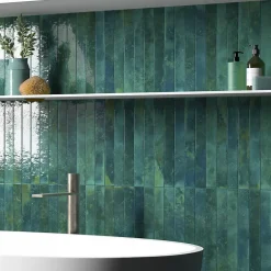 Faïence murale unie bleu hesper brillant L.40 x l.5 cm x ép.8 mm, Java-Equipe Ceramica Outlet