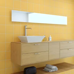 Faïence murale unie jaune moutarde satin L.20 x l.20 cm, Monocolor