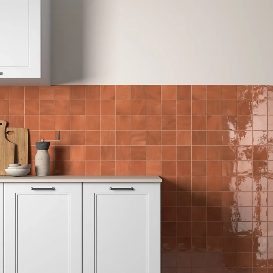 Faïence murale unie rose brillant L.10 x l.10 cm x ép.8 mm, Twist-Equipe Ceramica Outlet