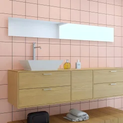 Faïence murale unie rose saumoné satin L.20 x l.20 cm, Monocolor