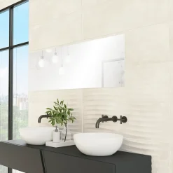 Faïence murale vague effet béton beige mat L.90 x l.30 cm x ép.10,5 mm, Unik-Baldocer Clearance