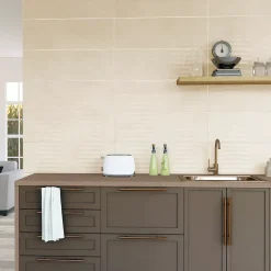 Faïence murale vague effet béton beige mat L.90 x l.30 cm x ép.10,5 mm, Unik-Baldocer Clearance