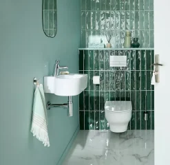 Faïence murale vert d'eau effet terre cuite brillant L.30 x l.7,5 cm, Vernissea- Discount