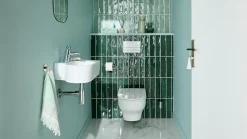 Faïence murale vert d'eau effet terre cuite brillant L.30 x l.7,5 cm, Vernissea- Discount