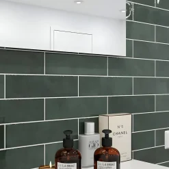 Faïence murale vert effet terre cuite brillant L.30 x l.7,5 cm, Vernissea- Hot