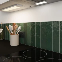 Faïence murale vert effet terre cuite brillant L.30 x l.7,5 cm, Vernissea- Hot