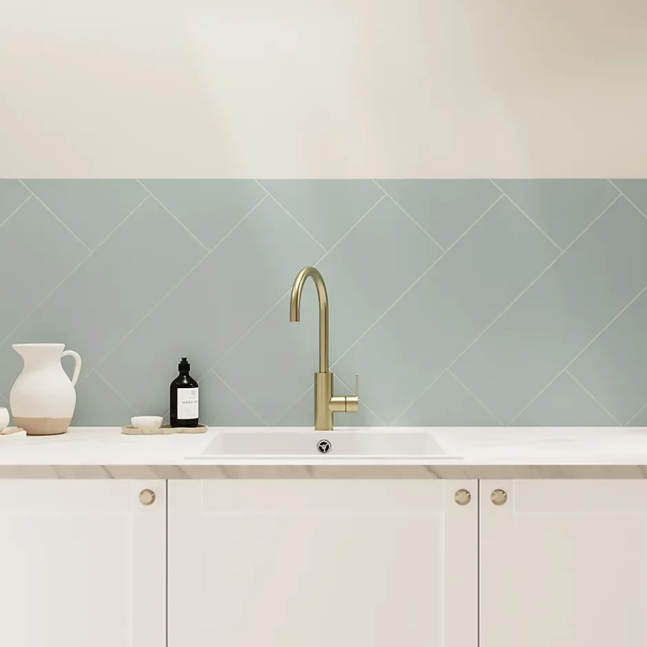 Faïence murale vert satiné L.60 x l.20 cm x ép.8,3 mm, Plain-GoodHome Outlet