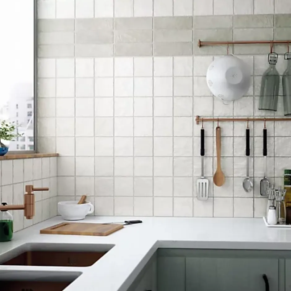 Gioia Materia Faience Effet Zellige Blanc MALLORCA 10x10cm White - Les Carreaux de Jean