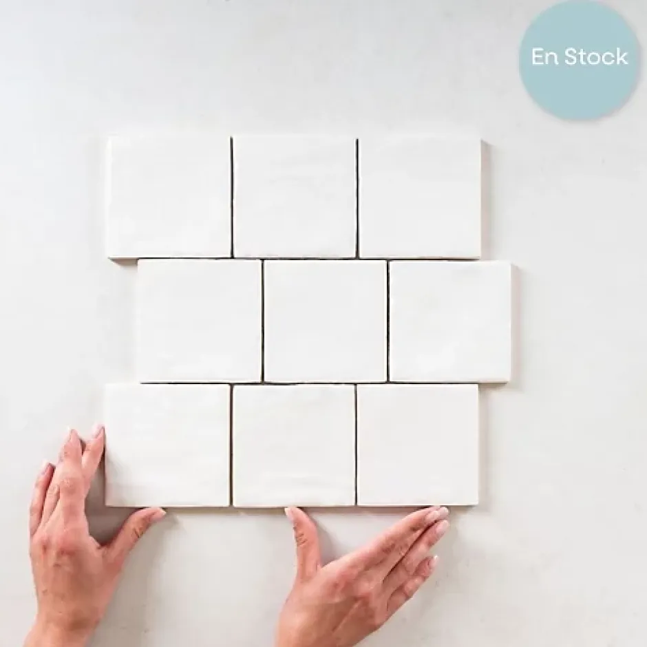 Gioia Materia Faience Effet Zellige Blanc MALLORCA 10x10cm White - Les Carreaux de Jean