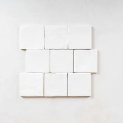 Gioia Materia Faience Effet Zellige Blanc MALLORCA 10x10cm White - Les Carreaux de Jean