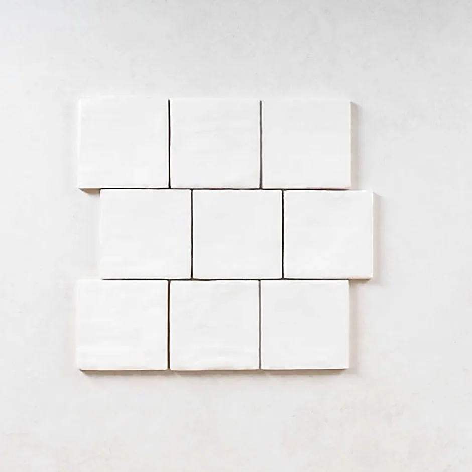 Gioia Materia Faience Effet Zellige Blanc MALLORCA 10x10cm White - Les Carreaux de Jean