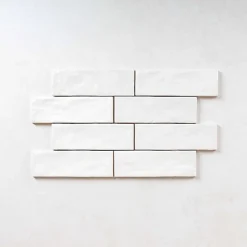 Gioia Materia Faience Effet Zellige Blanc MALLORCA 6,5x20cm White - Les Carreaux de Jean