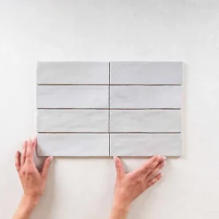 Gioia Materia Faience Effet Zellige Bleu Clair MALLORCA 6,5x20cm Blue - Les Carreaux de Jean